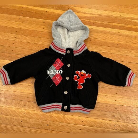 Sesame Street Elmo black/red hooded jacket - Picture 1 of 4